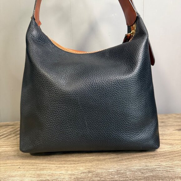 Dooney & Bourke Black Pebble Leather Shoulder Bag With Adjustable Strap & Tassel - Picture 3 of 11